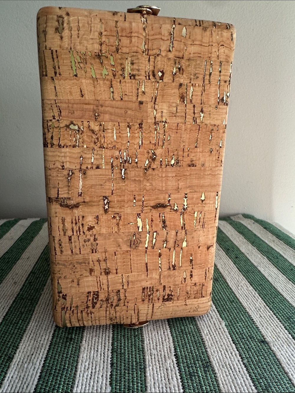 Natural Cork Box Clutch with Gold Handle - Picture 5 of 8